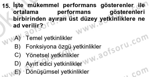Yönetici Asistanlığı Dersi 2024 - 2025 Yılı Yaz Okulu Sınav Soruları 15. Soru