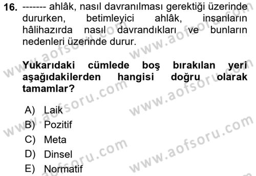 Yönetici Asistanlığı Dersi 2024 - 2025 Yılı Yaz Okulu Sınav Soruları 16. Soru