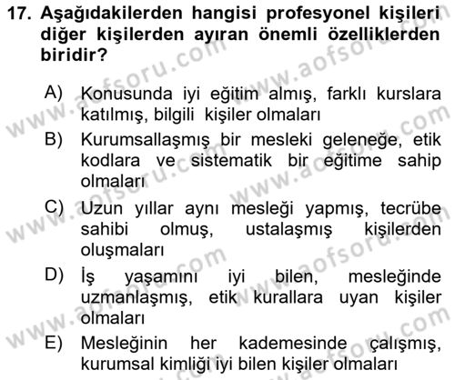 Yönetici Asistanlığı Dersi 2024 - 2025 Yılı Yaz Okulu Sınav Soruları 17. Soru