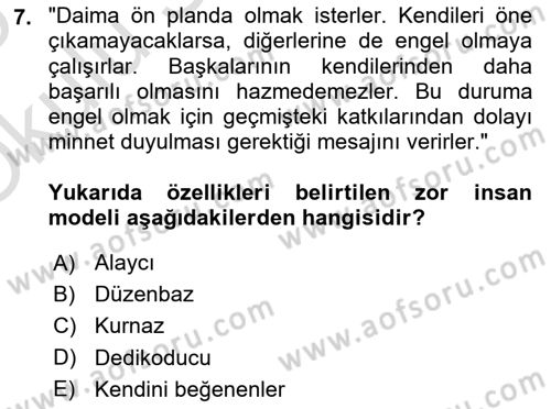 Yönetici Asistanlığı Dersi 2024 - 2025 Yılı Yaz Okulu Sınav Soruları 7. Soru