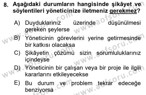 Yönetici Asistanlığı Dersi 2024 - 2025 Yılı Yaz Okulu Sınav Soruları 8. Soru