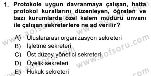 Yönetici Asistanlığı Dersi 2025 - 2026 Yılı (Vize) Ara Sınav Soruları 1. Soru
