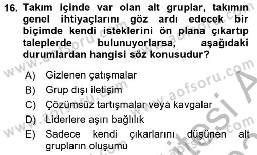 Yönetici Asistanlığı Dersi 2025 - 2026 Yılı (Vize) Ara Sınav Soruları 16. Soru