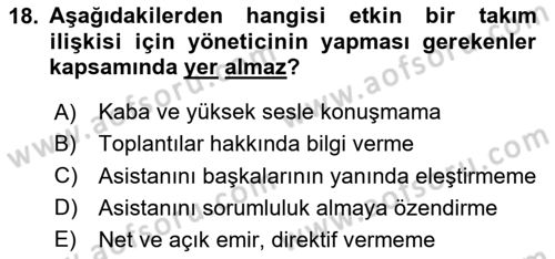 Yönetici Asistanlığı Dersi 2025 - 2026 Yılı (Vize) Ara Sınav Soruları 18. Soru