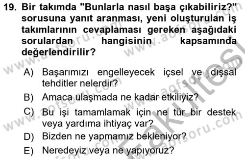 Yönetici Asistanlığı Dersi 2025 - 2026 Yılı (Vize) Ara Sınav Soruları 19. Soru