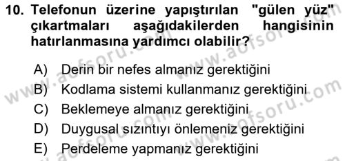 Yönetici Asistanlığı Dersi 2025 - 2026 Yılı (Final) Dönem Sonu Sınav Soruları 10. Soru