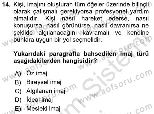 Yönetici Asistanlığı Dersi 2025 - 2026 Yılı (Final) Dönem Sonu Sınav Soruları 14. Soru