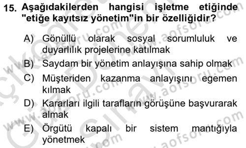 Yönetici Asistanlığı Dersi 2025 - 2026 Yılı (Final) Dönem Sonu Sınav Soruları 15. Soru
