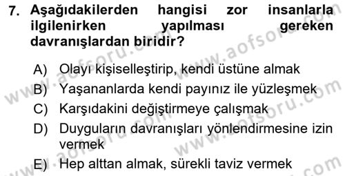 Yönetici Asistanlığı Dersi 2025 - 2026 Yılı (Final) Dönem Sonu Sınav Soruları 7. Soru