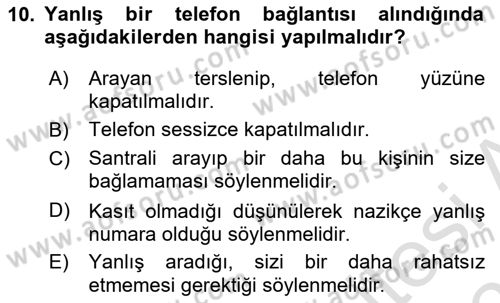 Yönetici Asistanlığı Dersi 2025 - 2026 Yılı Yaz Okulu Sınav Soruları 10. Soru