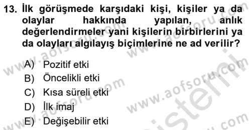 Yönetici Asistanlığı Dersi 2025 - 2026 Yılı Yaz Okulu Sınav Soruları 13. Soru