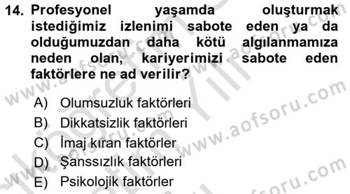 Yönetici Asistanlığı Dersi 2025 - 2026 Yılı Yaz Okulu Sınav Soruları 14. Soru