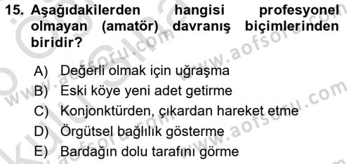 Yönetici Asistanlığı Dersi 2025 - 2026 Yılı Yaz Okulu Sınav Soruları 15. Soru