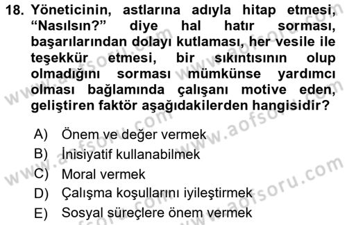 Yönetici Asistanlığı Dersi 2025 - 2026 Yılı Yaz Okulu Sınav Soruları 18. Soru