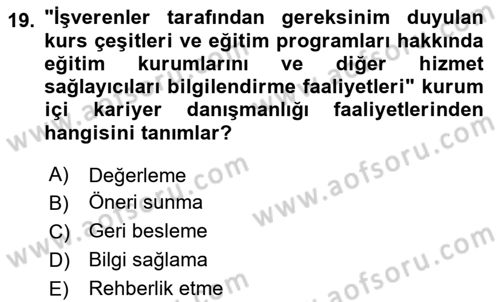 Yönetici Asistanlığı Dersi 2025 - 2026 Yılı Yaz Okulu Sınav Soruları 19. Soru