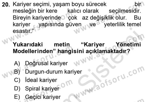Yönetici Asistanlığı Dersi 2025 - 2026 Yılı Yaz Okulu Sınav Soruları 20. Soru