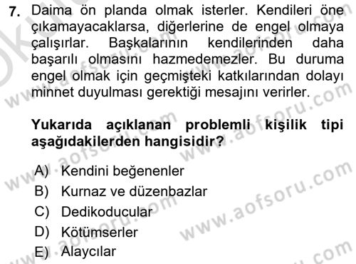 Yönetici Asistanlığı Dersi 2025 - 2026 Yılı Yaz Okulu Sınav Soruları 7. Soru