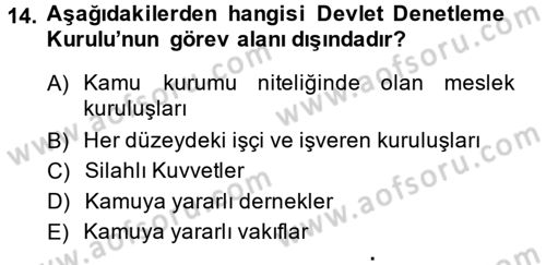 Kamu Özel Kesim Yapısı Ve İlişkileri Dersi 2013 - 2014 Yılı (Vize) Ara Sınavı 14. Soru