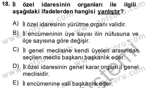 Kamu Özel Kesim Yapısı Ve İlişkileri Dersi 2013 - 2014 Yılı (Vize) Ara Sınavı 18. Soru