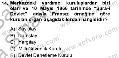 Kamu Özel Kesim Yapısı Ve İlişkileri Dersi 2014 - 2015 Yılı (Vize) Ara Sınavı 14. Soru