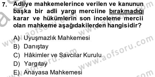 Kamu Özel Kesim Yapısı Ve İlişkileri Dersi 2014 - 2015 Yılı (Vize) Ara Sınavı 7. Soru