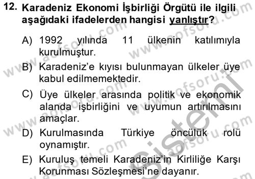 Kamu Özel Kesim Yapısı Ve İlişkileri Dersi 2014 - 2015 Yılı (Final) Dönem Sonu Sınavı 12. Soru