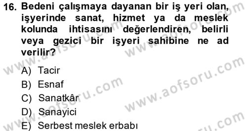 Kamu Özel Kesim Yapısı Ve İlişkileri Dersi 2014 - 2015 Yılı Tek Ders Sınavı 16. Soru