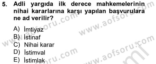 Kamu Özel Kesim Yapısı Ve İlişkileri Dersi 2014 - 2015 Yılı Tek Ders Sınavı 5. Soru