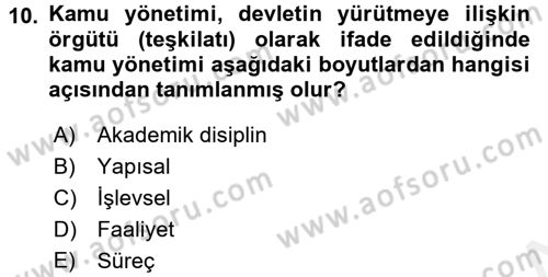 Kamu Özel Kesim Yapısı Ve İlişkileri Dersi 2015 - 2016 Yılı (Vize) Ara Sınavı 10. Soru