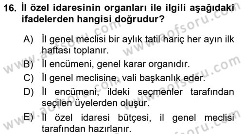 Kamu Özel Kesim Yapısı Ve İlişkileri Dersi 2015 - 2016 Yılı (Vize) Ara Sınavı 16. Soru