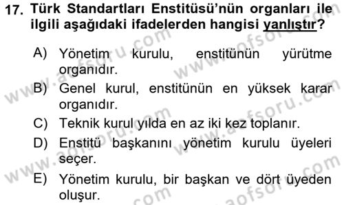 Kamu Özel Kesim Yapısı Ve İlişkileri Dersi 2015 - 2016 Yılı Tek Ders Sınavı 17. Soru