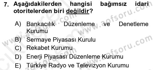 Kamu Özel Kesim Yapısı Ve İlişkileri Dersi 2015 - 2016 Yılı Tek Ders Sınavı 7. Soru