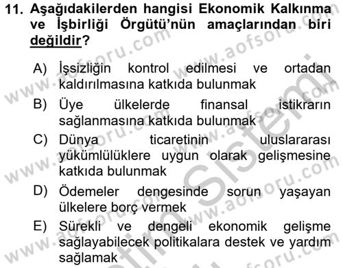 Kamu Özel Kesim Yapısı Ve İlişkileri Dersi 2016 - 2017 Yılı 3 Ders Sınavı 11. Soru