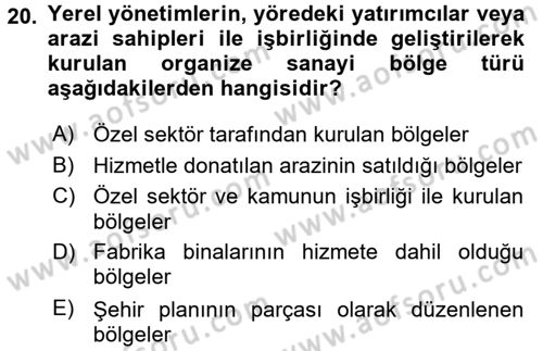 Kamu Özel Kesim Yapısı Ve İlişkileri Dersi 2016 - 2017 Yılı 3 Ders Sınavı 20. Soru