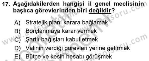 Kamu Özel Kesim Yapısı Ve İlişkileri Dersi 2016 - 2017 Yılı (Vize) Ara Sınavı 17. Soru