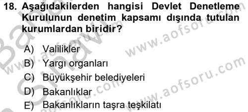 Kamu Özel Kesim Yapısı Ve İlişkileri Dersi 2016 - 2017 Yılı (Vize) Ara Sınavı 18. Soru