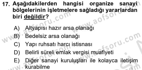 Kamu Özel Kesim Yapısı Ve İlişkileri Dersi 2016 - 2017 Yılı (Final) Dönem Sonu Sınavı 17. Soru