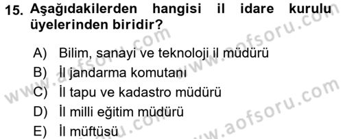 Kamu Özel Kesim Yapısı Ve İlişkileri Dersi 2017 - 2018 Yılı (Vize) Ara Sınavı 15. Soru