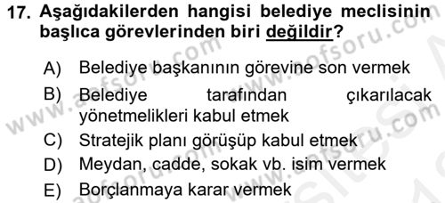 Kamu Özel Kesim Yapısı Ve İlişkileri Dersi 2017 - 2018 Yılı (Vize) Ara Sınavı 17. Soru