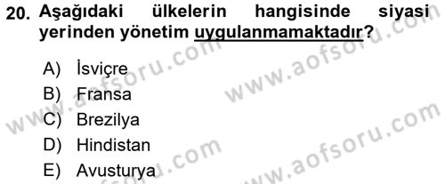 Kamu Özel Kesim Yapısı Ve İlişkileri Dersi 2017 - 2018 Yılı (Vize) Ara Sınavı 20. Soru