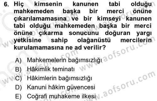 Kamu Özel Kesim Yapısı Ve İlişkileri Dersi 2017 - 2018 Yılı (Vize) Ara Sınavı 6. Soru