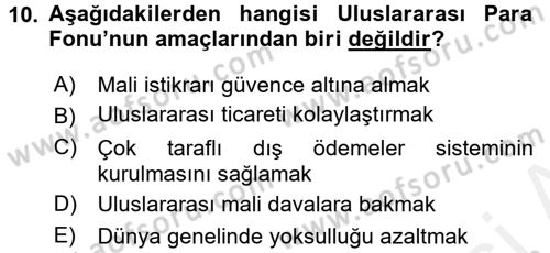 Kamu Özel Kesim Yapısı Ve İlişkileri Dersi 2017 - 2018 Yılı (Final) Dönem Sonu Sınavı 10. Soru