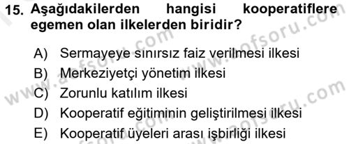 Kamu Özel Kesim Yapısı Ve İlişkileri Dersi 2017 - 2018 Yılı (Final) Dönem Sonu Sınavı 15. Soru