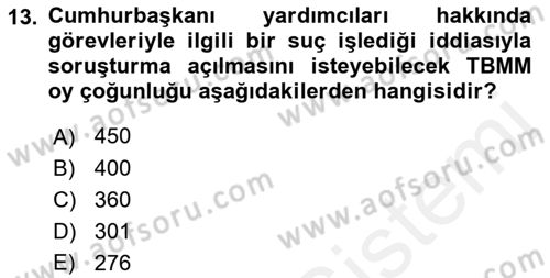 Kamu Özel Kesim Yapısı Ve İlişkileri Dersi 2018 - 2019 Yılı (Vize) Ara Sınavı 13. Soru