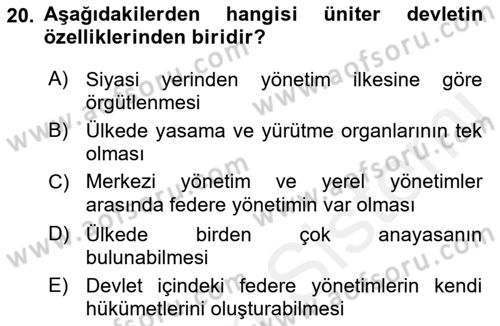 Kamu Özel Kesim Yapısı Ve İlişkileri Dersi 2018 - 2019 Yılı (Vize) Ara Sınavı 20. Soru