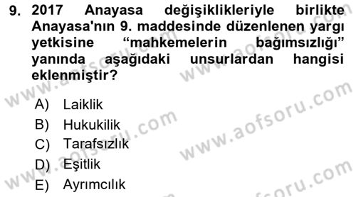 Kamu Özel Kesim Yapısı Ve İlişkileri Dersi 2018 - 2019 Yılı (Vize) Ara Sınavı 9. Soru