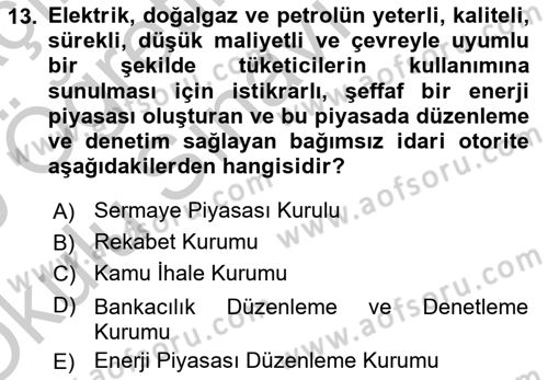 Kamu Özel Kesim Yapısı Ve İlişkileri Dersi 2018 - 2019 Yılı Yaz Okulu Sınav Soruları 13. Soru