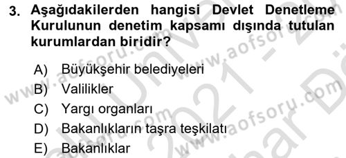 Kamu Özel Kesim Yapısı Ve İlişkileri Dersi 2021 - 2022 Yılı (Vize) Ara Sınav Soruları 3. Soru