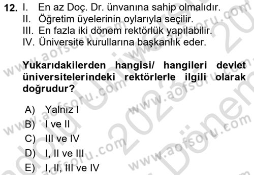 Kamu Özel Kesim Yapısı Ve İlişkileri Dersi 2023 - 2024 Yılı (Final) Dönem Sonu Sınav Soruları 12. Soru