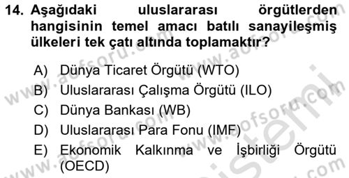 Kamu Özel Kesim Yapısı Ve İlişkileri Dersi 2023 - 2024 Yılı (Final) Dönem Sonu Sınav Soruları 14. Soru